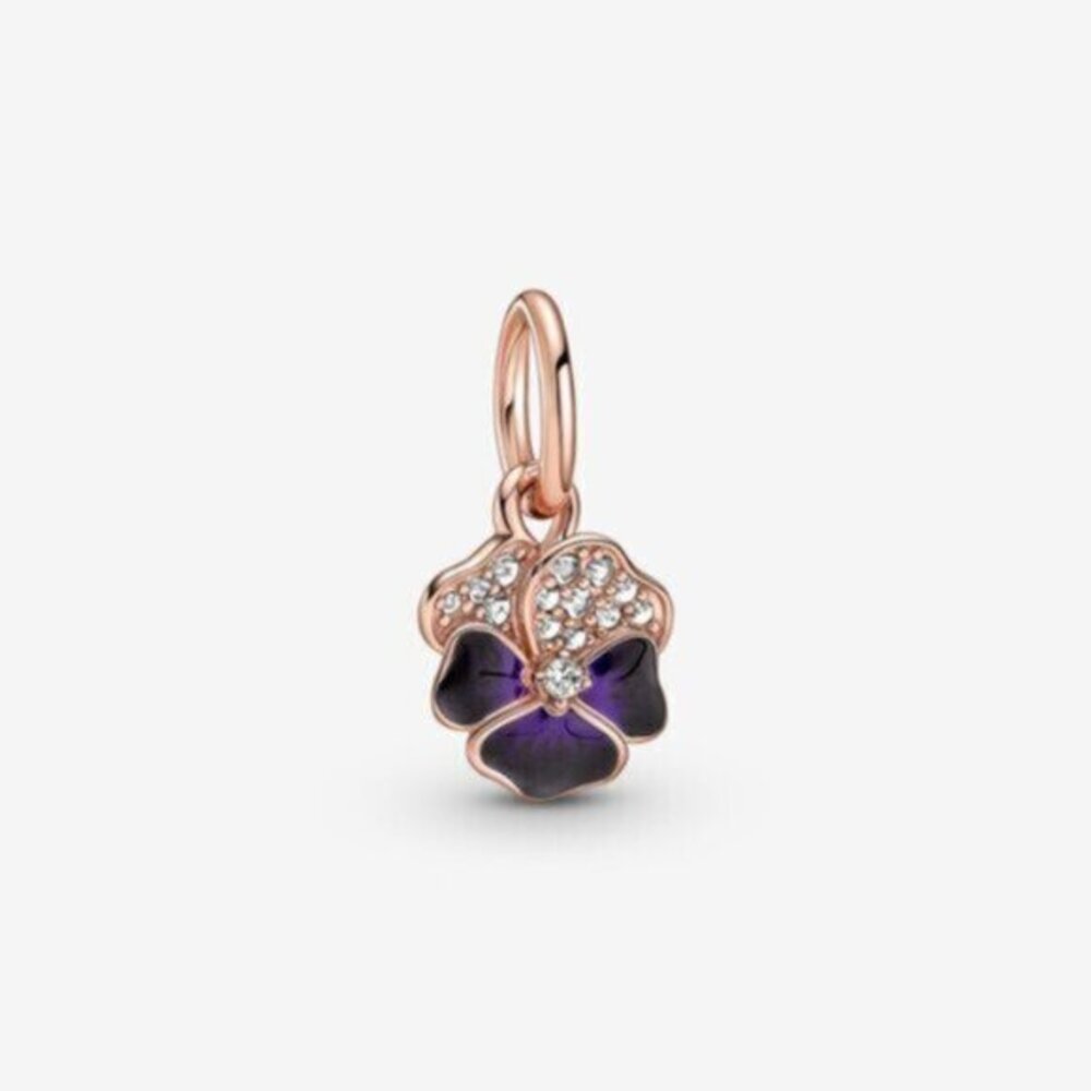 Pandora Deep Purple Pansy Flower Dangle Charm